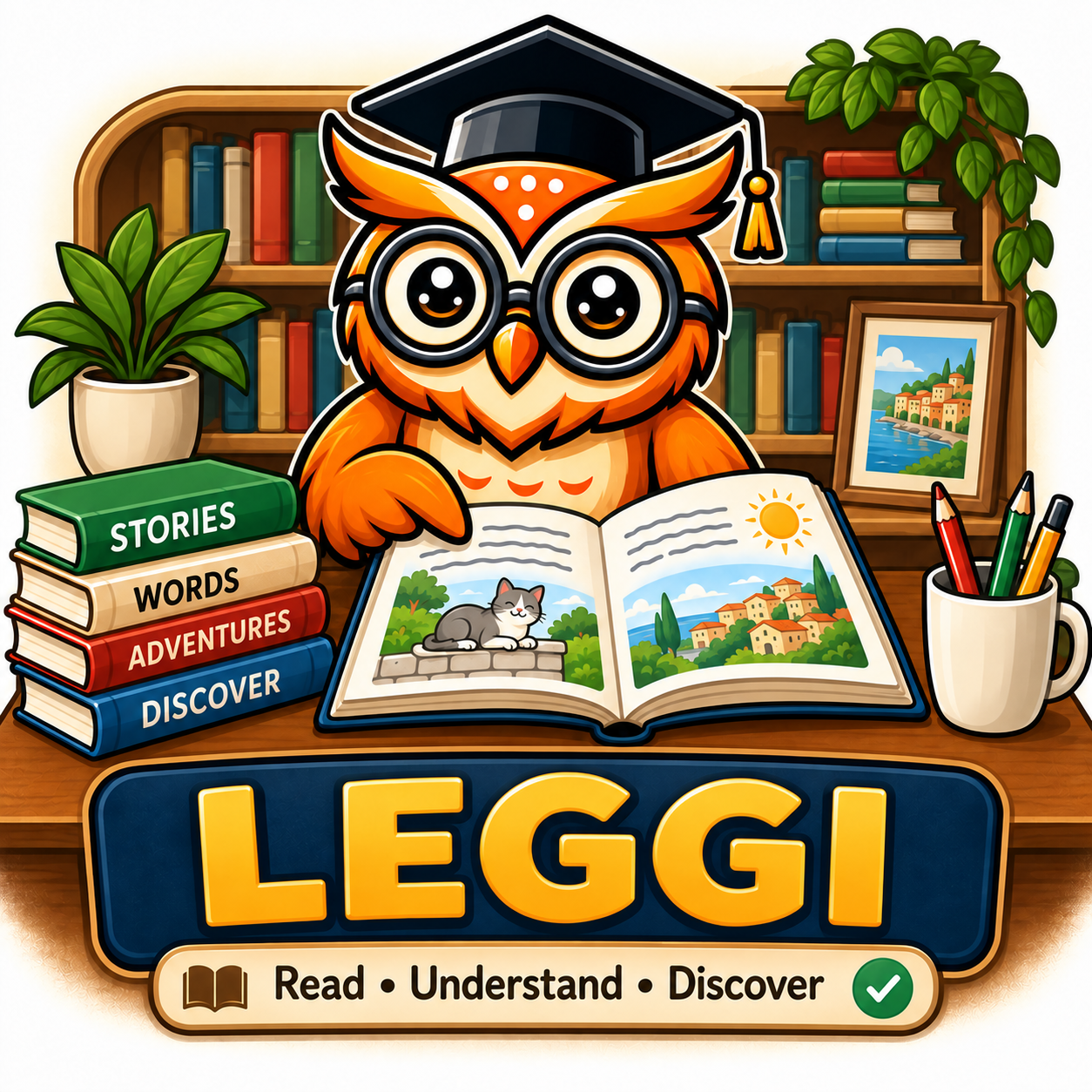 Professor Owl sharing an illustrated storybook
